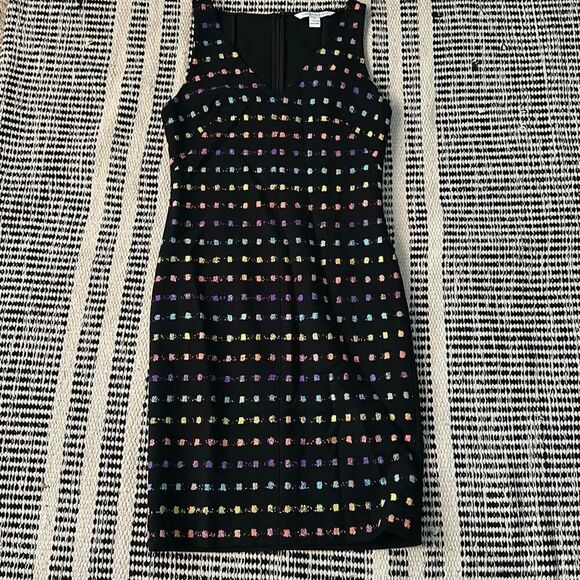 Diane Von Furstenberg Size 6 Black Tweed dress black Multicolor Dress - Picture 1 of 7